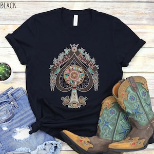 Camisa Texas Hold 'Em, regalo para jugador de póquer, camiseta Ace of Spades, camiseta de naipes, regalo de distribuidor de cartas, camiseta de vaquera occidental con Ace