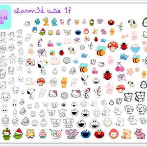 Charm3d Cutie17 Nail Art Practice Sheet | Printable PDF Nail Art Guide | Nail Art Stencil | Nail Stickers | Nail Art Sticker Template