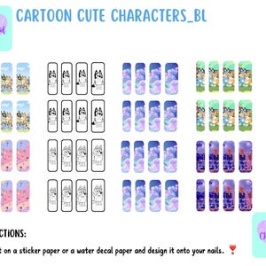 Charm3d Printable Water Slide Nail Decal Sticker  | PDF Nail Art Cute Character Design | Nail Art Sticker | Easy  DIY Nail Art