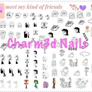 Charm3d Nails Digital Nail Art Template Guide | Easy Nail Art Guide | Nail Art Practice Sheet | DIY Cute Nail Art Stickers