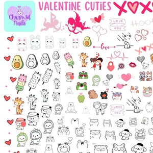 ValentineCuties Nail Art Guide | Nail Art Practice Sheet | Printable Nail Art Template | Nail Art Stencil | Nail Art 8.5 x 11 size
