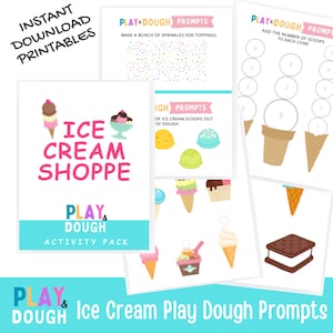 Ice Cream Play Dough Mats with Sensory Play Dough Prompts, Toddler Preschool Fine Motor Skill Activity, Digital File