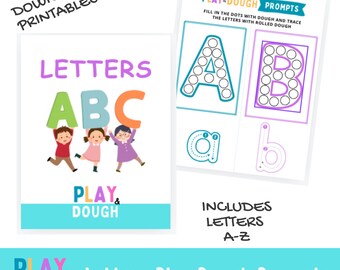 Alphabet Letters Play Dough Activity Mats with Sensory Play Dough Prompts and Activity Pack, Alphabet Toddler Preschool Play, Digital File