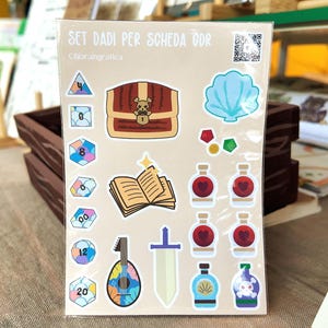 Fogli stickers scheda per gioco di ruolo