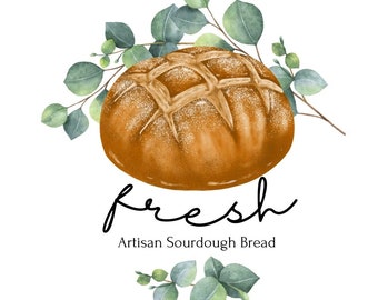 Bakery Logo | Sourdough Bread Logo | Bread Logo Design | Premade Logo | Colorful Logo | Home Baker Logo | Watercolor Logo Design