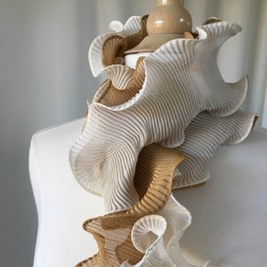 Sculptural Pleated Chiffon Scarf