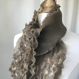 Sculptural Pleated Chiffon Scarf