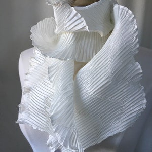 Sculptural Pleated Silky Scarf