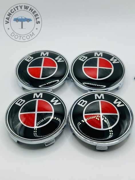 Red and black sale bmw center caps