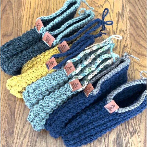 Women's Size Medium Slippers House Shoes Pishous |Crochet Knit Booties Machine Wash |Soft Warm Footwear for Winter |Cozy Thick Socks