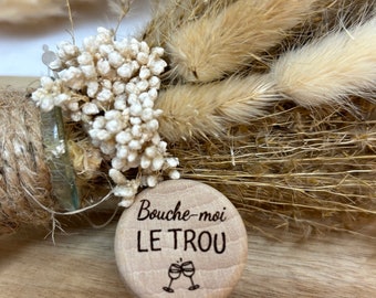 Bouchon de bouteille de vin gravé en bois et liège, cadeaux, anniversaires, fêtes