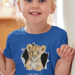 Cute Kids Baby Lion T-shirt Toddler Tshirt Lion Cub Tee Vibrant Colors Tee Kids Fashion Apparel Clothes Toddler Tshirt Jungle Theme Clothing