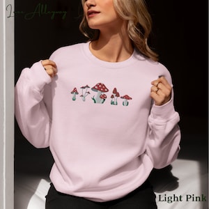Mushroom Embroidered Sweatshirt Aesthetic Embroidery shirt Clothing Cottagecore Botanical Crewneck Jumper Mushroom Tshirt Print Hoodie Gift