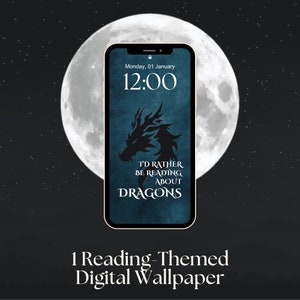 Reading Themed Romantasy iPhone Wallpaper | Digital Download for Book Dragons | Phone Aesthetics | Paranormal Book Lover | Reading | Bookish