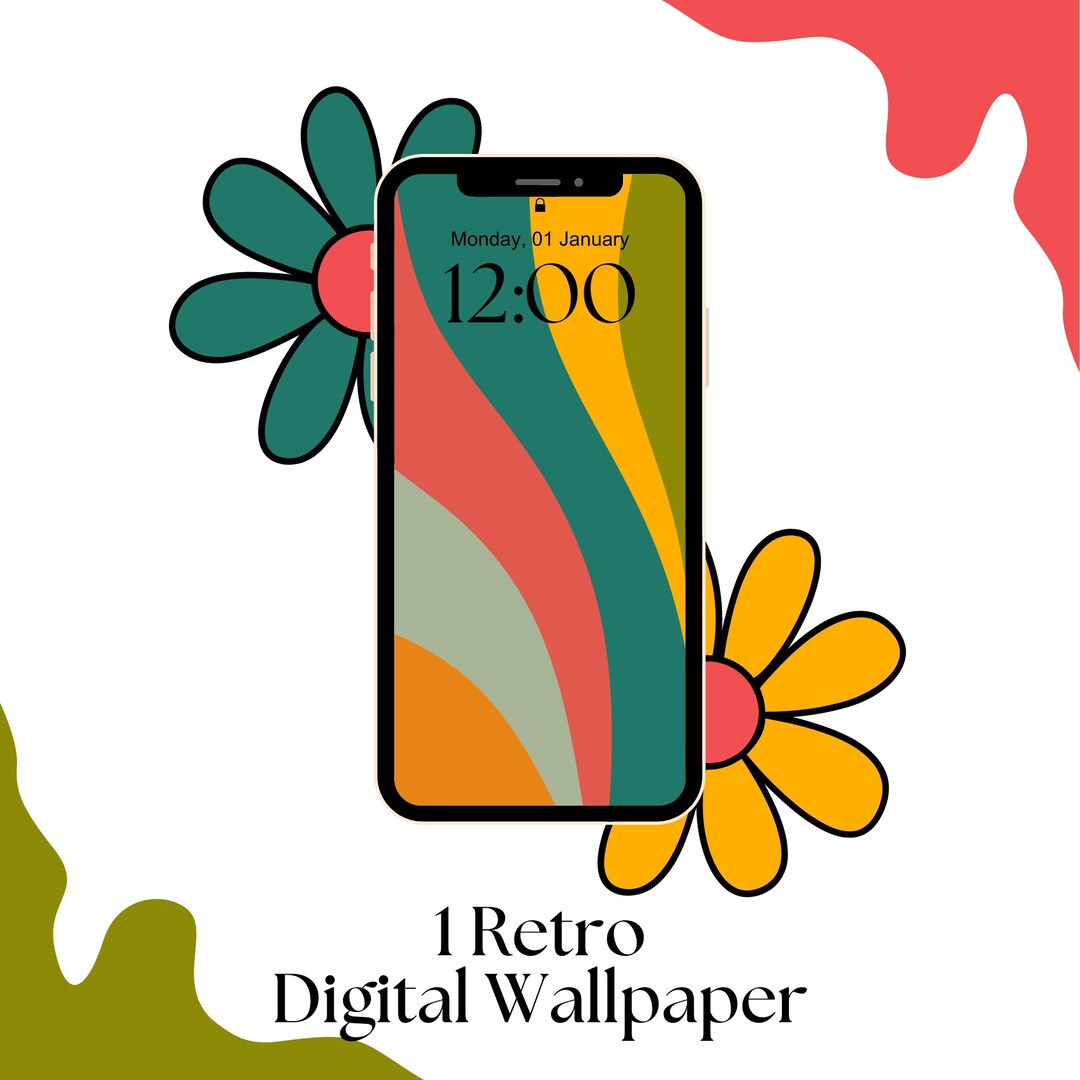 retro wallpaper mobilephone Colourful Retro iPhone Wallpaper | Digital Download | Phone Background |  Phone Aesthetics | Retro Style | Retro Theme | Abstract Wallpaper - Etsy