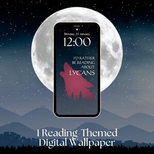 Reading Themed Paranormal Romance iPhone Wallpaper | Digital Download for Book Dragons | Phone Aesthetics | Paranormal Book Lovers | Reading