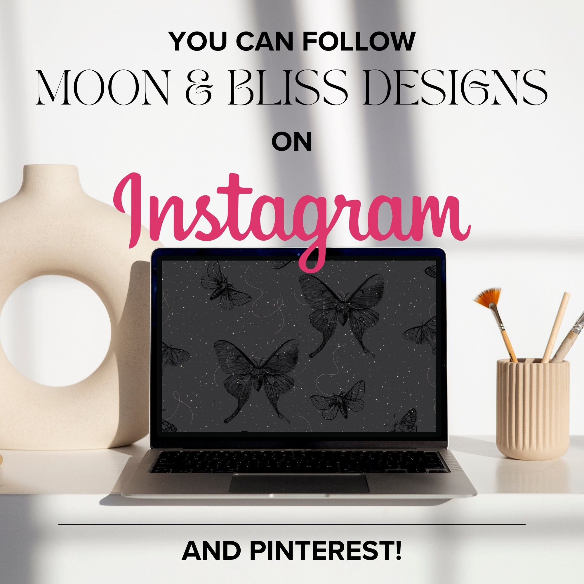 Grey Moth & Butterfly Desktop/laptop Wallpaper | Digital Download ...