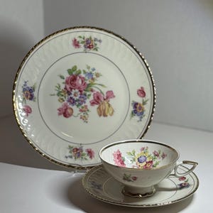 Bavaria Tirschenreuth Germany Tea cup with Plate and Dinner Plate