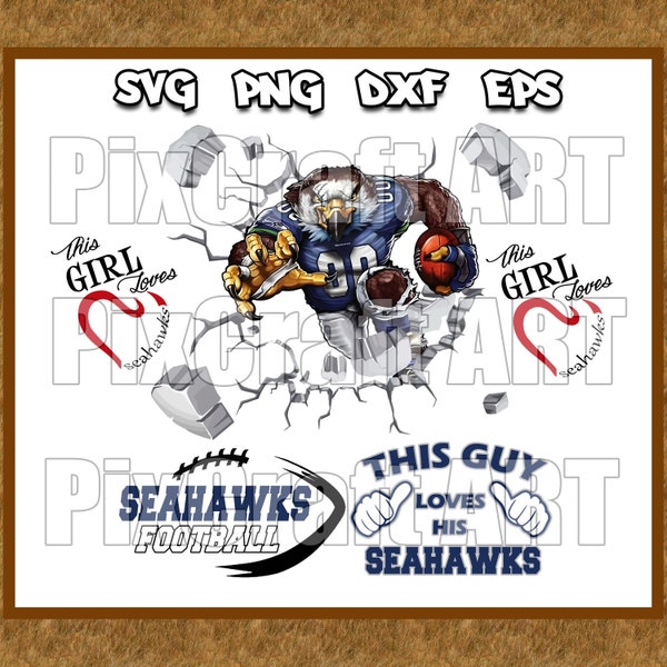 Seattle Seahawkks Football SVG PNG Bundle, fichiers svg sport, Svg pour Cricut, Clipart, fichier coupe football, SVG en couches pour fichier Cricut