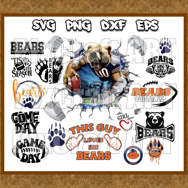 Chicago Bearss Football SVG PNG Bundle, svg Sports files, Svg For Cricut, Clipart, Football Cut File, Layered SVG For Cricut File