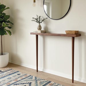 Handmade Narrow Beech Wood Console Table: Modern Entryway Furniture