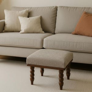 Handmade Puff, A Stylish Option for Your Room, Modern and Comfortable Design, Handmade Soft Puff With Wooden Legs, Comfortable Furniture