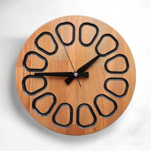 Handmade Hornbeam Wood Clock: Rustic Home Decor Timepiece