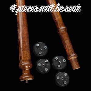 Set of 4 Mid-Century Wooden Table Legs - Custom Size and Color - Solid Wood Furniture Legs with Assembly Hardware - Farmhouse custom legs