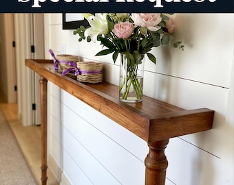 Pedido personalizado, Megan, Mesa consola, Ancho 160 cm, Altura de las patas 79 cm, Profundidad 14,5 cm, Color nogal