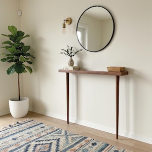 Handmade Beech & Hornbeam Wood Console Table: Slim Hallway Stand
