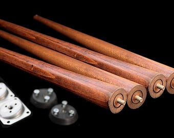 Beech Wood Furniture Legs (Set of 4) - Angled Brackets Included