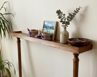 Handmade Beech & Hornbeam Wood Console Table - Rustic Entryway Organizer