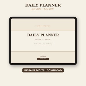 Daily Planner 2026-2027 | Hyperlinked GoodNotes, Earth Tone Tabs (Digital Download)