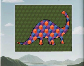 Dino “Emily” Brontosaurus Cross Stitch Pattern (PDF) - Dinosaur Series