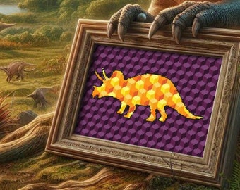 Dino “Cera” Triceroptops Cross Stitch Pattern (PDF) - Dinosaur Series