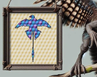 Dino “Meilin” Microraptor Cross Stitch Pattern (PDF) - Dinosaur Series