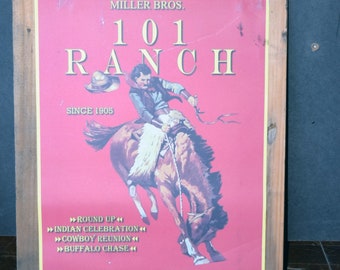 101 Ranch Wild West Show Poster/Print With Wood Backing 29&quot; x 21&quot;