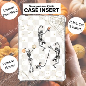 Dancing Spooky Skeletons - Kindle Case Insert - Printable PDF - Print at Home - DIY - Backing - Gift - Reader - Book Lover - Halloween -Fall