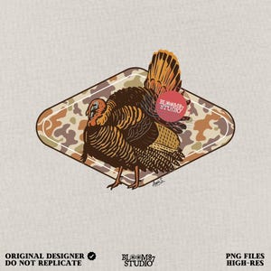 Turkey Sublimation PNG, Fall Camo Thanksgiving Clipart, Wild Game Hunting Shirt Design, Rustic Autumn for Outdoorsmen,Woodland Autumn Design