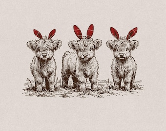 Western Easter highland cow Png, Easter Png, bunny ears png, Western Sublimation Png, Western Shirt Png, Easter Bunny Png, Easter cow Png