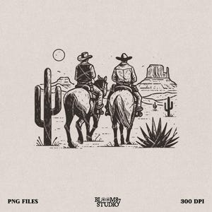 Western Cowboys PNG, Western Dust Cactus, Transparent Country Cowboys, Sublimation Design Download, Rodeo Cowboy, Wild West PNG