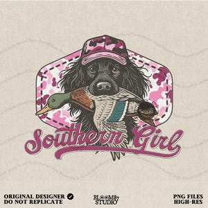 Southern Girl Duck Dog PNG Sublimation, Pink Camo Retriever with Mallard Clipart, Country Girl Waterfowl Hunting Design, Southern Outdoor
