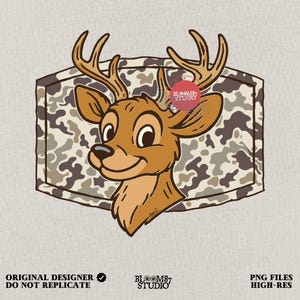 Cute Deer Camo Kids PNG for Fall | Back to School Sublimation Design for Boys | Cartoon Buck Design for Youth Shirt | Hunting Season Clipart