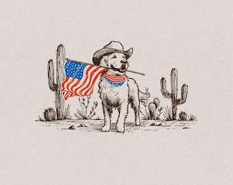 American Pride Pooch - Patriotic PNG for Memorial & Independence Day, Western Sublimations, Cowboy png, Designs Downloads, Shirt Design