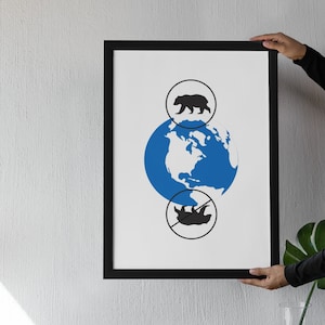 Ártico vs osos antárticos vs no osos peculiar arte impresión divertido oso pared arte divertido etimología cartel nerd regalo lingüista regalo oso polar impresión
