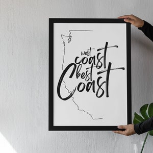 West Coast Best Coast Art Print West Coast Wall Art Pacific Northwest Art Print PNW Gifts Oregon Washington Wall Art Travel Poster