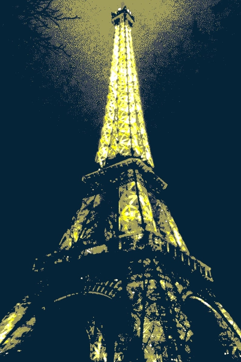Eiffel Tower at Night Art Print Paris Wall Art Eiffel Tower Sparkling