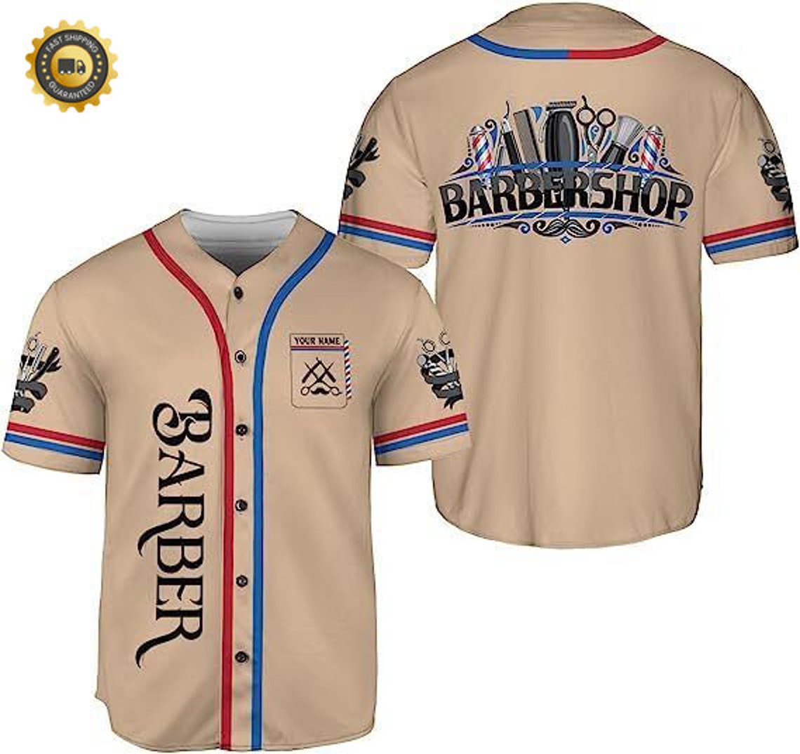 Personalized Barber Shop Baseball Jersey, Hairdresser Baseball Jersey