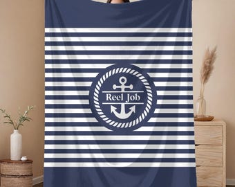 Manta de regalo personalizada para barco, regalo de navegación para capitán, ropa de cama personalizada con nombre de barco, regalo para casa flotante, manta de decoración náutica, regalo para casa del lago