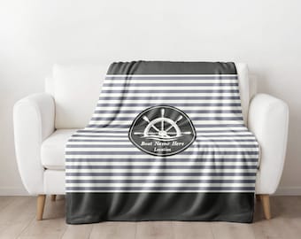 Boat Anchor Blanket Boat Gifts Personalized Boat Accessories Nautical Decor Boat Owner Gift Boat Name Gifts Yacht Decor Custom throw